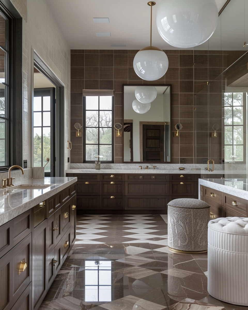 Brown Master bathroom